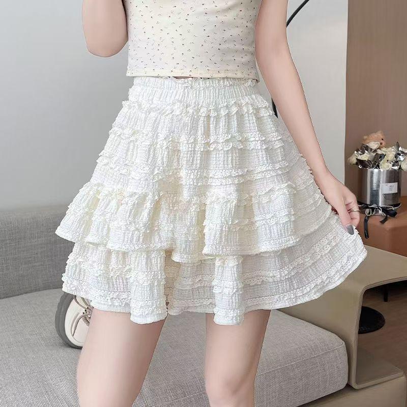 Purely desirable ballet-style sweet cake skirt women's clothing 2026 new high-waisted slimming A-line short skirt with anti-exposure design