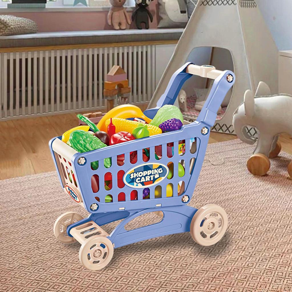 Children's Play Set 18.50'' Multifunctional Supermarket Trolley Handcart Toy for Kids