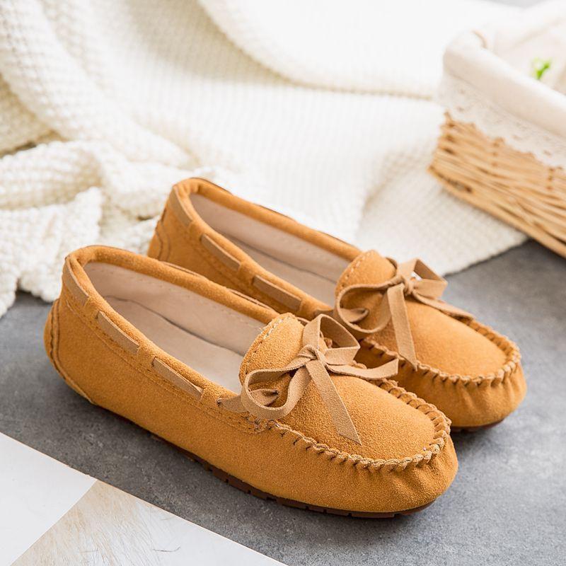 Doudou Shoes Women's New Spring and Autumn Single Shoes Leather Soft Sole Summer Casual Non-slip Pregnant Women Mother Flat Shoes