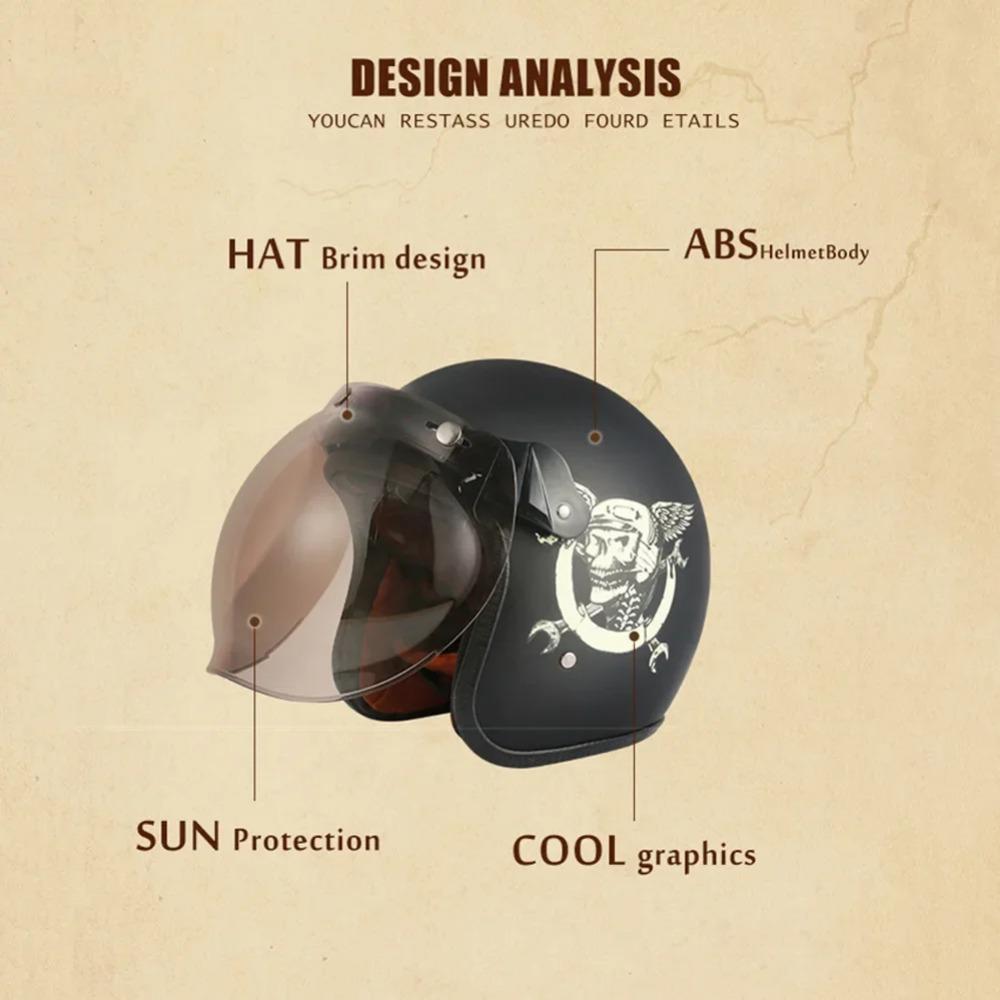 Retro Open Face 3/4 Motorcycle Helmet Motorbike Moto Motocross Vintage casco Cafe Racer Men Women DOT Approved Casque Capacetes