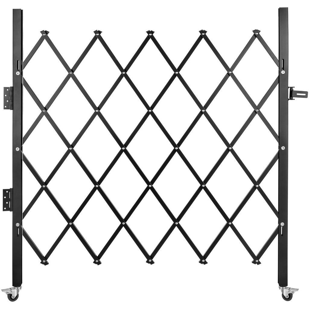 Single Folding Security Gate, 48" H X 66" W Folding Door Gate, Steel Accordion Security Gate, Flexible Expanding Security Gate, 360° Rolling Barricade