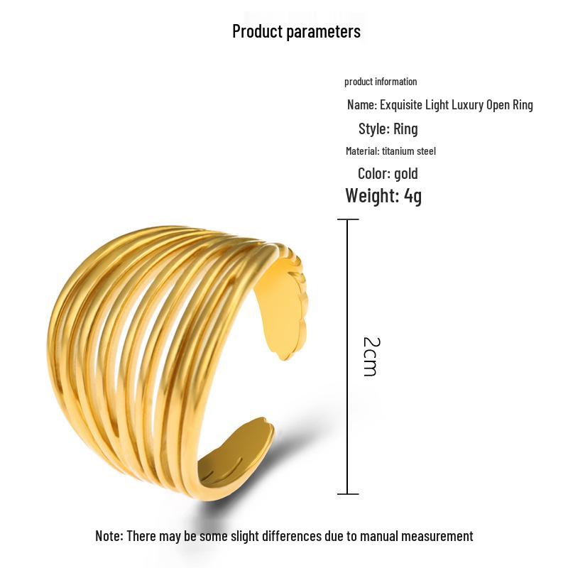 Adjustable Irregular Titanium Steel Gold-Plated Ring Set