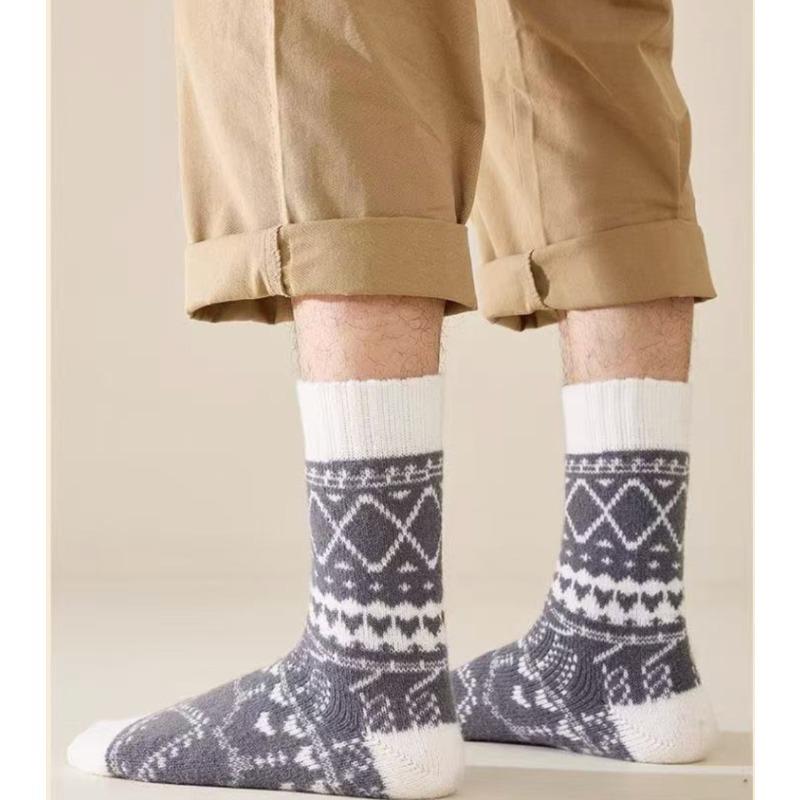 Women's Autumn and Winter Thick Woolen Loop Middle Tube Socks, Winter Cold Resistant Sleep Men's Breathable Long Socks