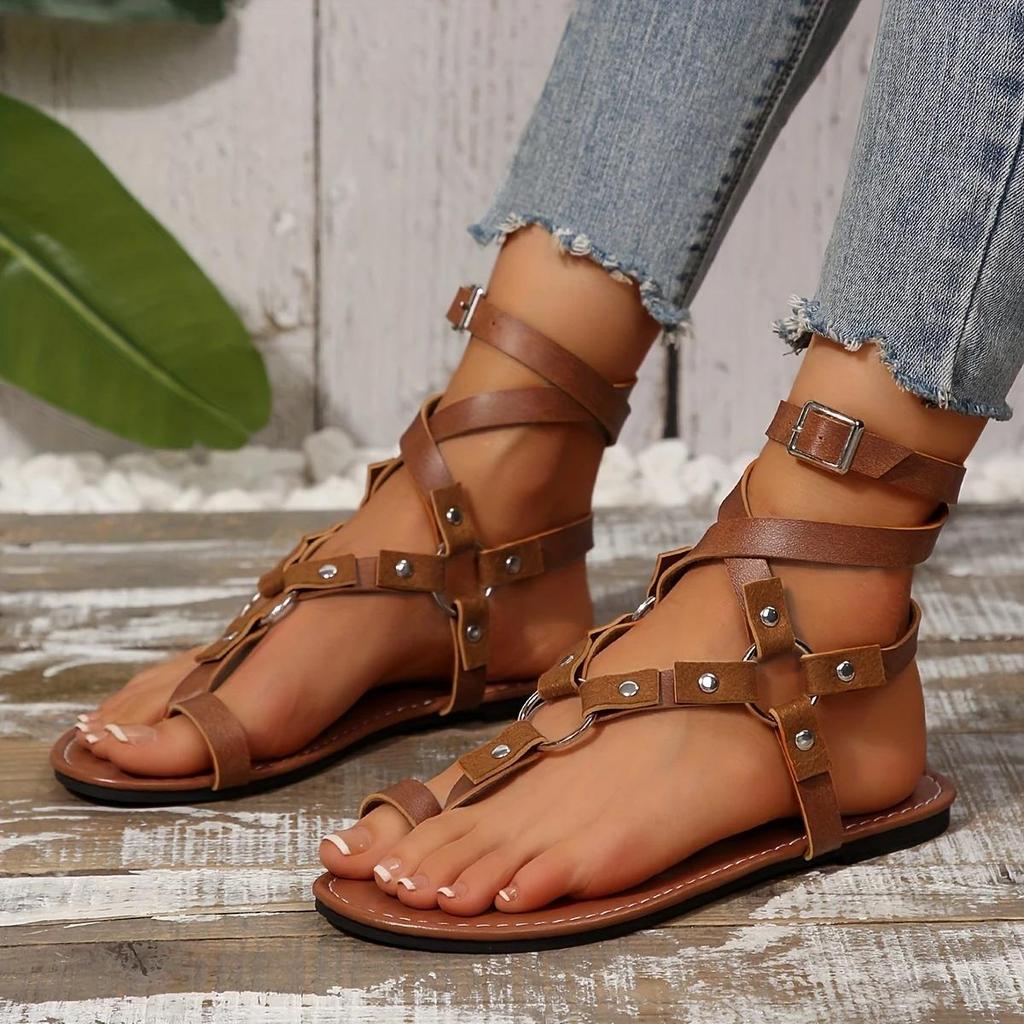 Leichte Sommersandalen für Damen – Schwarze flache Sandalen mit gekreuzten Riemen, bequeme und lässige Strandschuhe für den Urlaub
