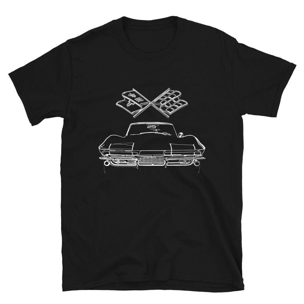 1966 vette C2 Antique Car Gift Outline Art Short-Sleeve Unisex T-Shirt