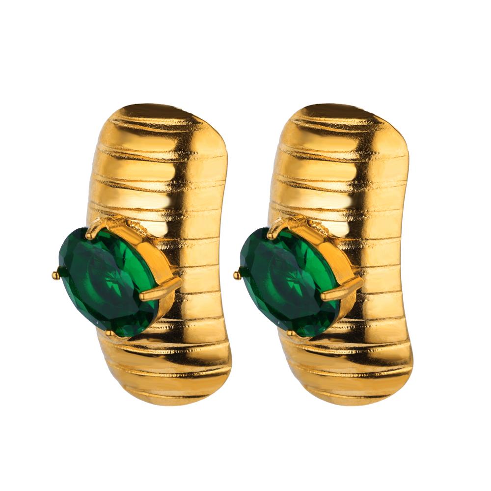 

Зеленые циркониевые прямоугольные серьги-пусеты для женщин, золотистого цвета, из нержавеющей стали, рождественские, свадебные, водонепроницаемые, подарочные