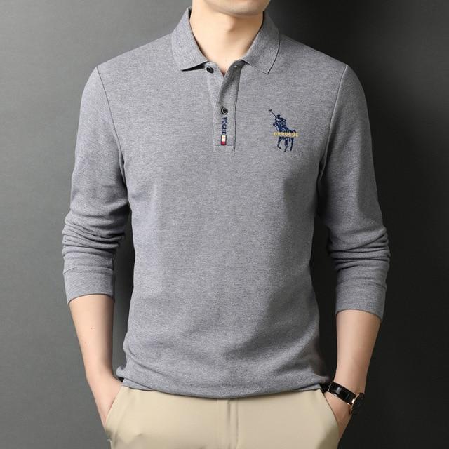 Buy Men's Lapel Long-sleeved Polo Shirt 