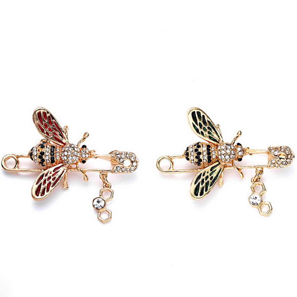 Insect Rhinestone Brooch Shining Bee Shaped Oil-dripping Badge Collar Pin Clothes Scarf Decor BC18Y0461-1