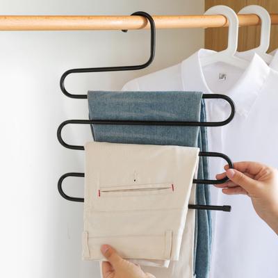 Stainless Steel Multi-functional Magic S-shaped Multi-layer Pants Rack Hanging Pants Coat Rack Closet Storage Rack Pants Hanging Rack Pants Clip