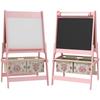 3-in-1 Children's Easel with Paper Roll, Chalkboard, Whiteboard, Storage Baskets, 54 X 46.5 X 93 Cm, Pink