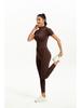 European & American Solid Color Yoga Two-Piece Set: Short Sleeve Top & Nine-Point Pants