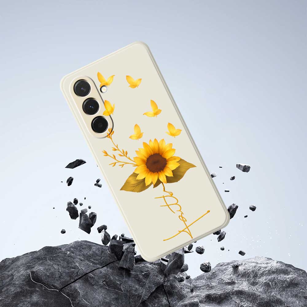 For Samsung Galaxy A36 5G Case Golden Butterfly Sunflower Pattern Printing Straight Edge TPU Phone Back Cover