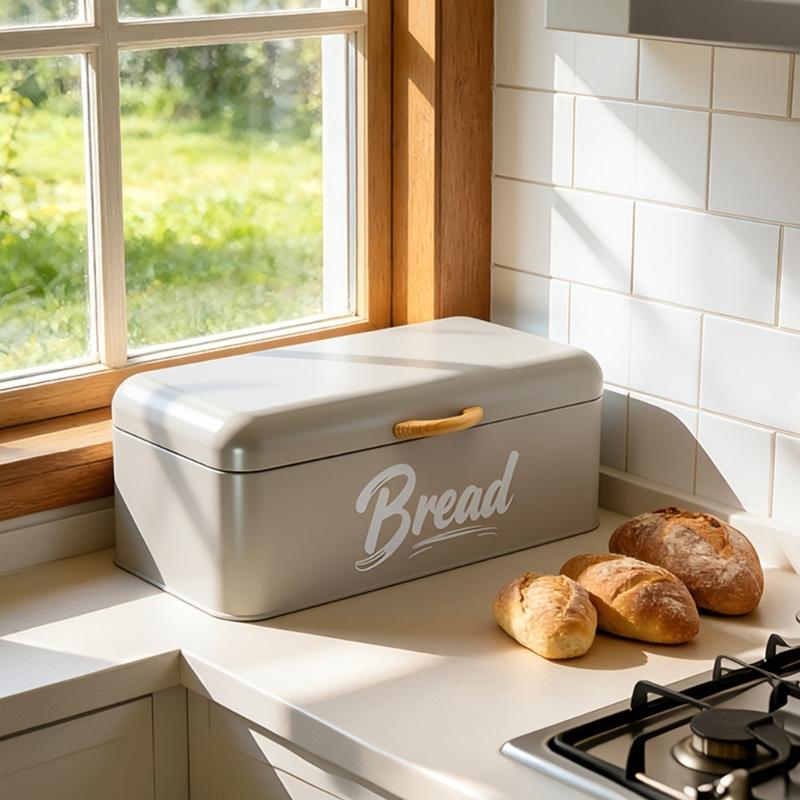 Metall-Brotkasten mit aufklappbarem Deckel für Küchenaufbewahrung und Organisation Praktischer Brotaufbewahrungsbehälter