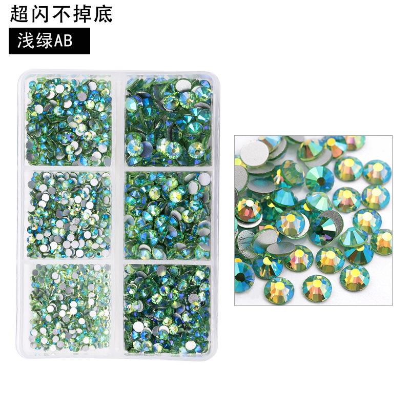 6-Grid Nail Art Diamond Box Ss6-Ss20 Large-Capacity Flat-Bottomed Rhinestone Set Diy Nail Jewelry Sticker Drill 1560 Pcs