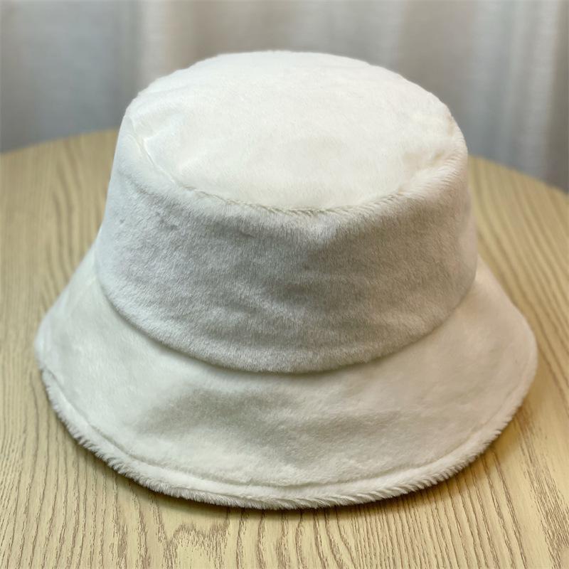 Plush Hat Women's Autumn and Winter Bucket Hat Thermal Basin Hat Top Hat Bucket Hat
