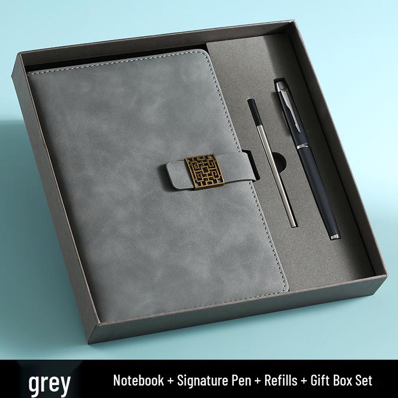 Custom Logo A5 Faux Leather Notebook Gift Set: Business Diary & Meeting Planner