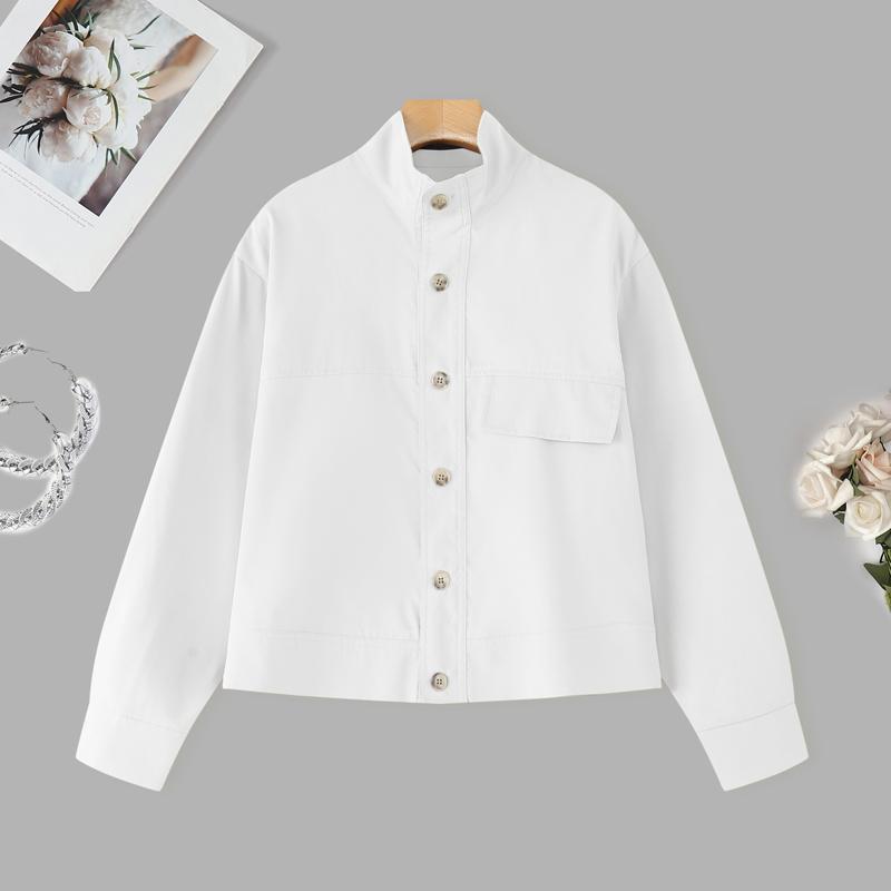 ZANZEA Blusa informal holgada de manga larga con cuello alto para mujer