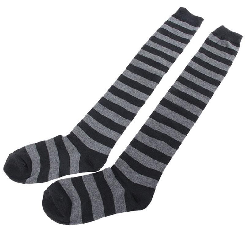 

Женские Носки Выше Колена для Девочек, Высокие до Бедра, Длинные Полосатые Чулки, 11 Цветов