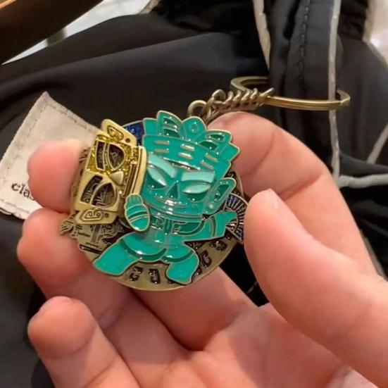 Face Change Keychain Sanxingdui Museum Authentic Bronze Face Design Keyring Retro Style Decorative Accessory