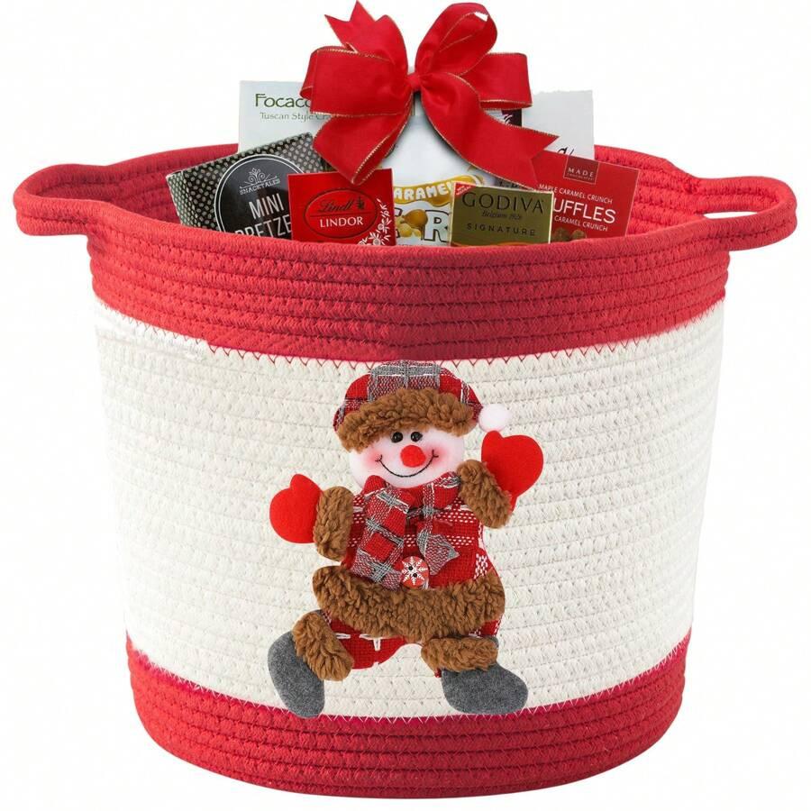 

Handwoven Storage Basket - Storage Organizer for Christmas Supplies - Decorative Bowknot Design,Multi-Purpose Bin