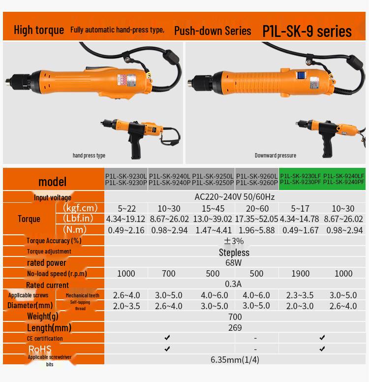 SK-3220LP to 9260LP Direct Plug-in Electric Screwdriver Series