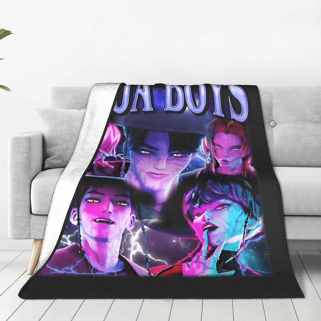 Saja Boys Huntrix Blanket Kpop Demon Hunters Flannel Awesome Warm Throw Blanket for Bedding Lounge  Winter