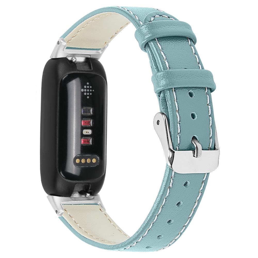 

Для Fitbit Inspire 3 Замінний ремінець для годинника З рядками Прошарок з натуральної шкіри Браслет Blue