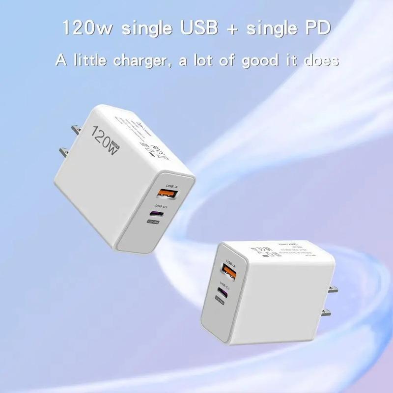 120W USB Fast Charger With Type C Cable Fast Charging Adapter For iPhone PD Cell Phones Quick Charger