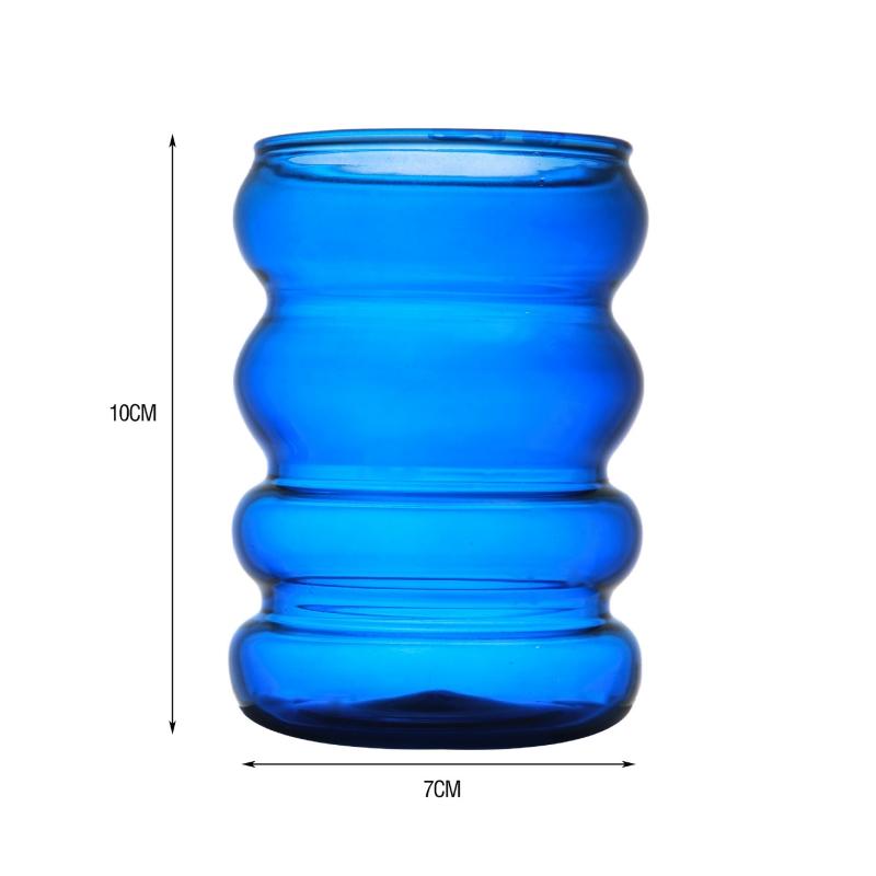 Kreative Glastasse, hitzebeständig, Trinkbecher, Trinkgeschirr, Tee, Saft, Milch, Kaffeetasse, Wassergläser für Zuhause, Ripple-Tasse, 250 ml