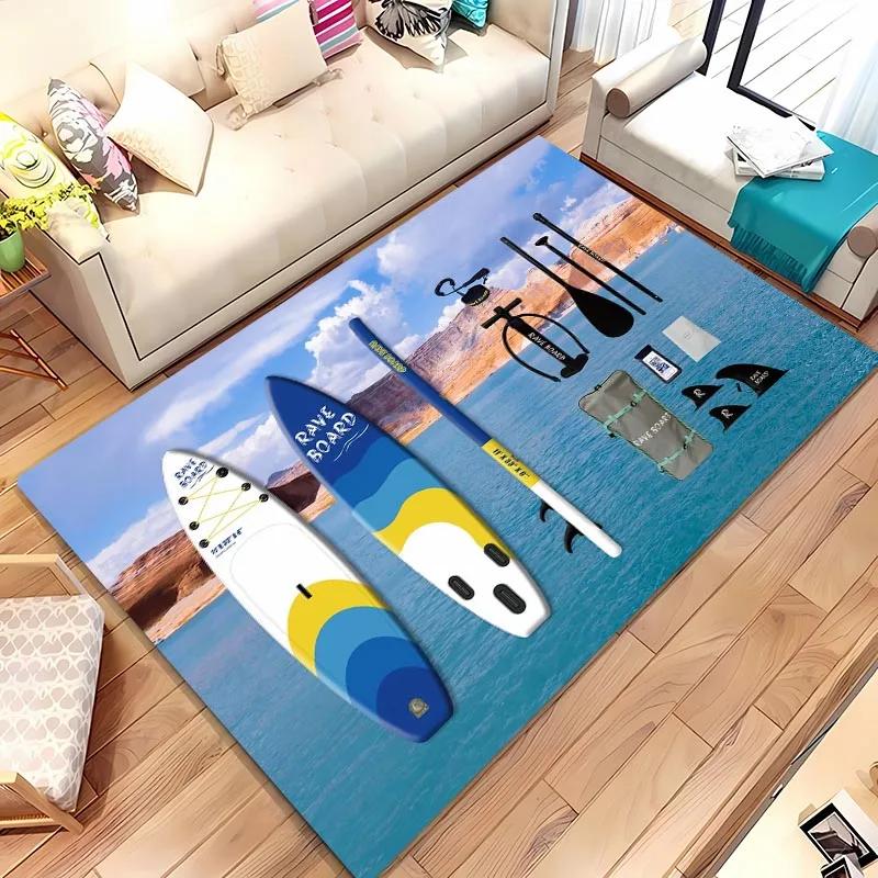 Surfboard Theme 3D Printing Large Area Carpet for Home Living Room Childrens Bedroom Mat Sofa Doormat  Floor Rug Anti-slip Decor