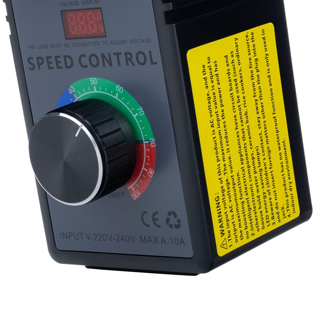 Rosfix Regulator Obrotów 4000W – Płynna Regulacja Napięcia 0–240V AC | Wyświetlacz Napięcia | Kompaktowa Obudowa z Gniazdkiem 230V
