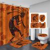 Fashion African Woman Shower Curtain Set With Rugs Afro Girl Egyptian Lady Fabric Shower Curtain Liner Non-Slip Carpet
