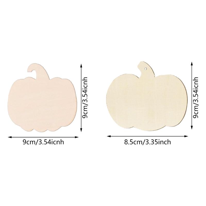 10pcs Decorative Wood Pumpkin Blanks Paintable Plaque for Creative Halloween and Thanksgiving Projects Party Supplies
