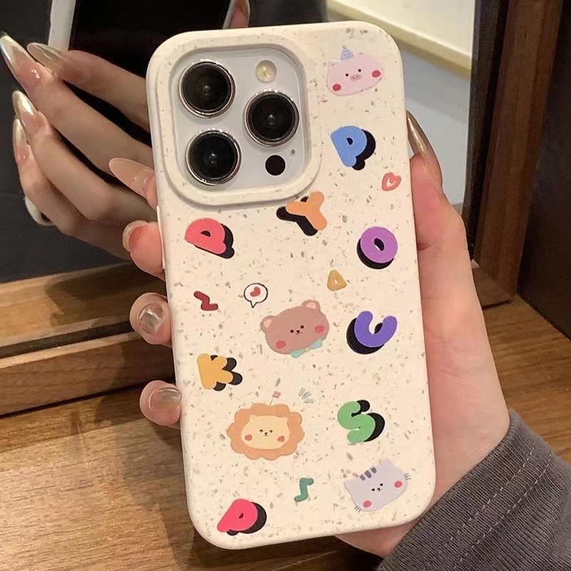

English Small Animals for IPhone16 Mobile Phone Case for Apple 14/13/12/11pro Wheat Anti-fall Xsma For Apple 7/ For Apple 8