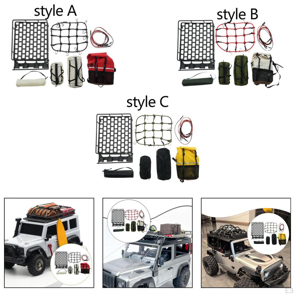 1: 10 RC Crawler Roof Rack and Luggage Set DIY Decoration Parts Accessory for 1/10 1/12 1/14 Models