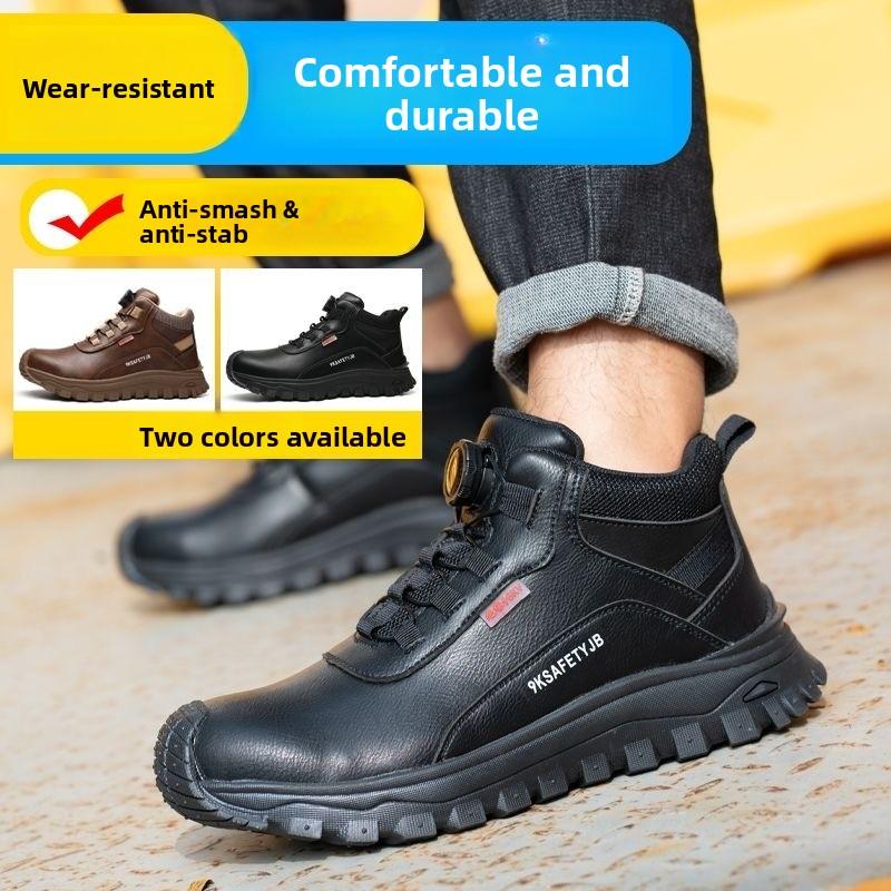 Men's Safety Shoes Steel Toe Safety Shoes Waterproof Men's Boots Wear-resistant Anti Smashing Working Shoes with Protection
