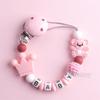 Newest Custom Personalized Name Pacifier Clips Handmade Beech Chains Silicone Beads Holder Soother Baby Teething Toys Chew  Gift