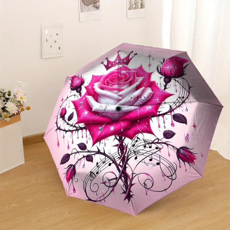 1pc Rose Crown Pattern Umbrella  Automatic Opening and Closing Umbrella, High quality Umbrella, Ideal Gift for Her 185