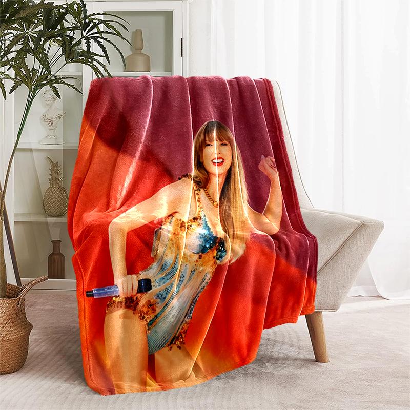 1pc Blanket Taylor Swift Print Design, Lightweight Blanket for Sofa, Bed- Soft &Warm, Gift for All Seasons like Christmas, Halloween