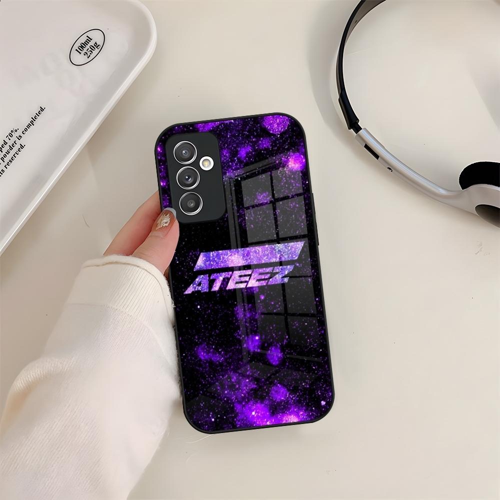 KPOP ATEEZ Logo Phone Case Glass For Samsung S24 S26 S23 S20 S25 S21 S22 Ultra Fe Plus A05 A06 A16 A26 A36 A56 Coque