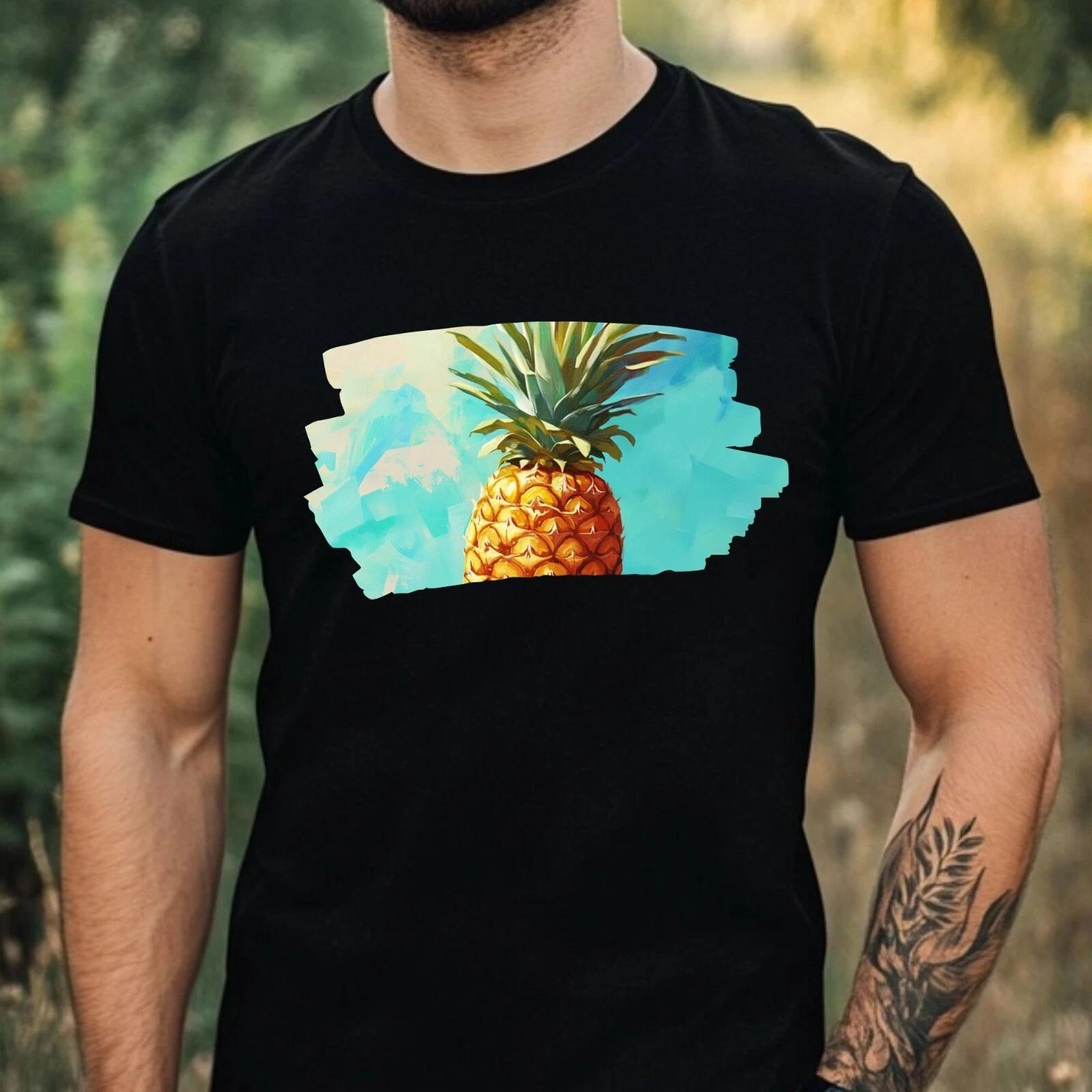 T-Shirt Herren Ananas Portrait Motiv Baumwolle Größe XS bis 5XL XXXL