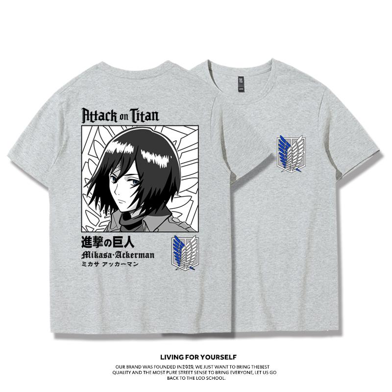 Attack Giant T-shirt Wings of Freedom Alan Mikasa Livel Soldier Anime 100% Cotton Short Sleeve Men's Fashion