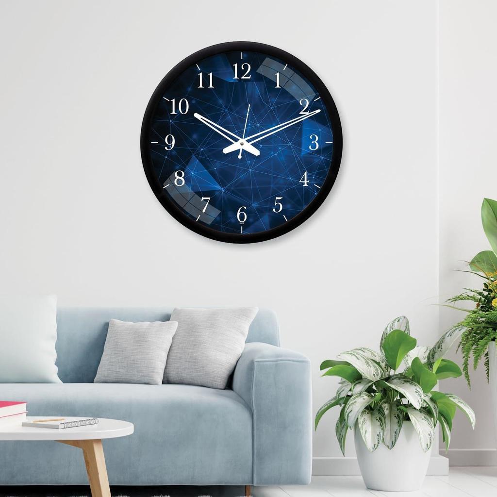 12-Inch Contemporary Plastic&Glass Analog Wall Clock-Designer(Silent Movement,Black Frame)