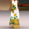 Summer 2025 New Arrival Export Women's Fashion Sexy Digital Printed V-neck Sleeveless Dress Pocket 3D Dress