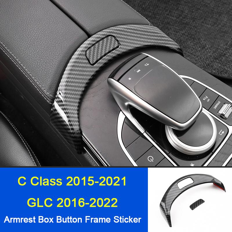 

For Mercedes Benz C W205 E Class W213 GLC X253 2015-, Car Center Armrest Box Panel Trim Cover Shell Water Cup Holder Frame C-2pcs C GLC
