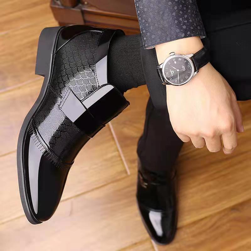 Neues Paar Füße Herrenschuhe Business Casual Herbst und Winter Herren Baumwollschuhe Plus Samt Papa Schuhe High Top Leder Baumwollstiefel