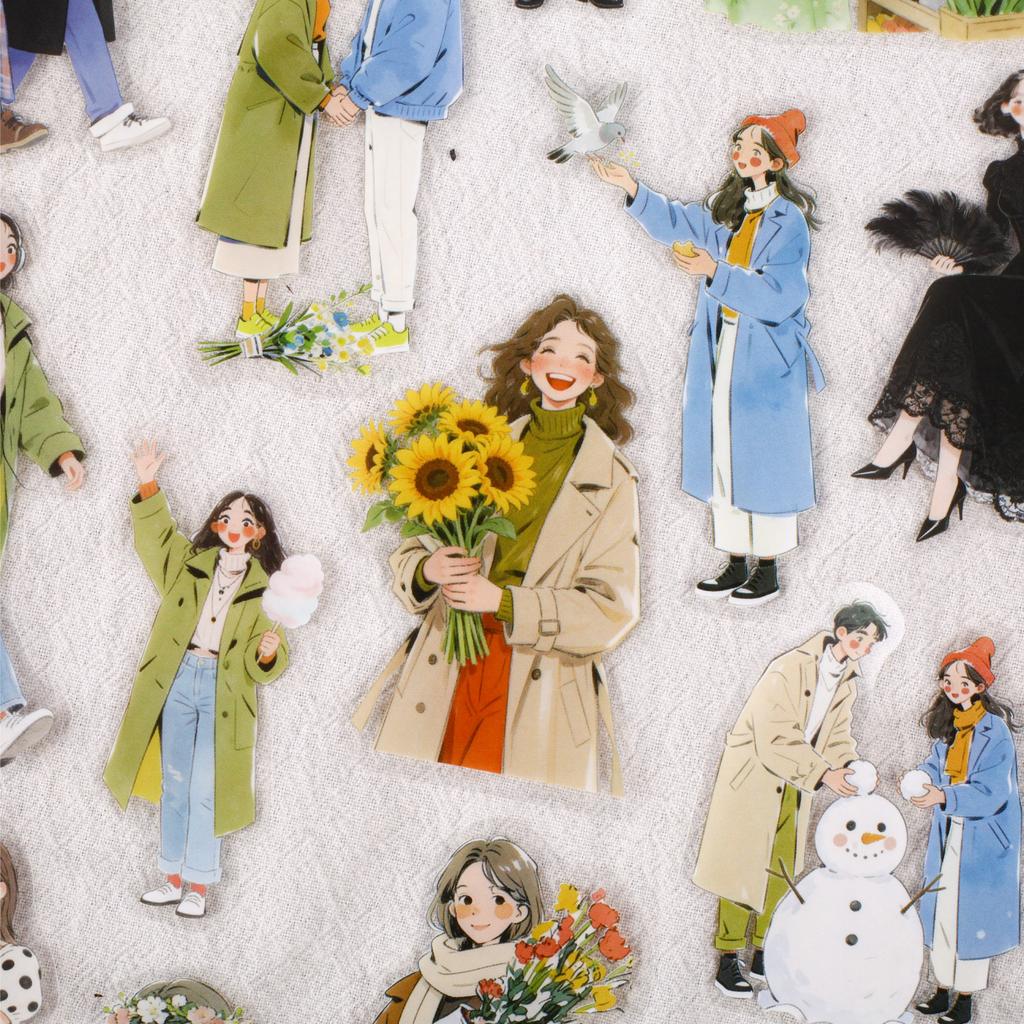 20pcs/pack Leisurely Collection Creative Aesthetics Fashion Figure PET Sticker DIY Diary Scrapbook Stationery Sticker