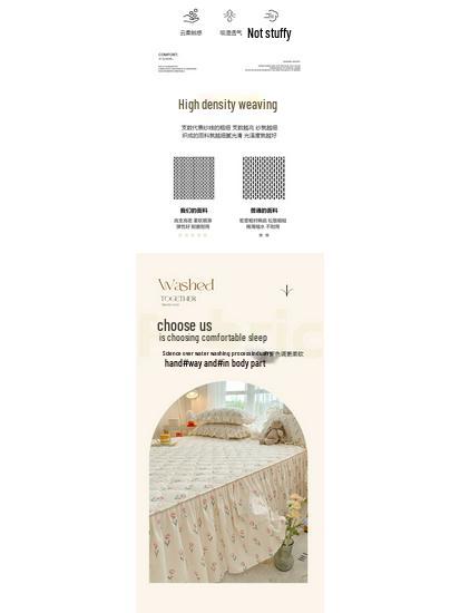 Frischer Stil Gestepptes Washed Cotton Bettrock-Set – Hautfreundlich für Einzel- und Doppelbetten