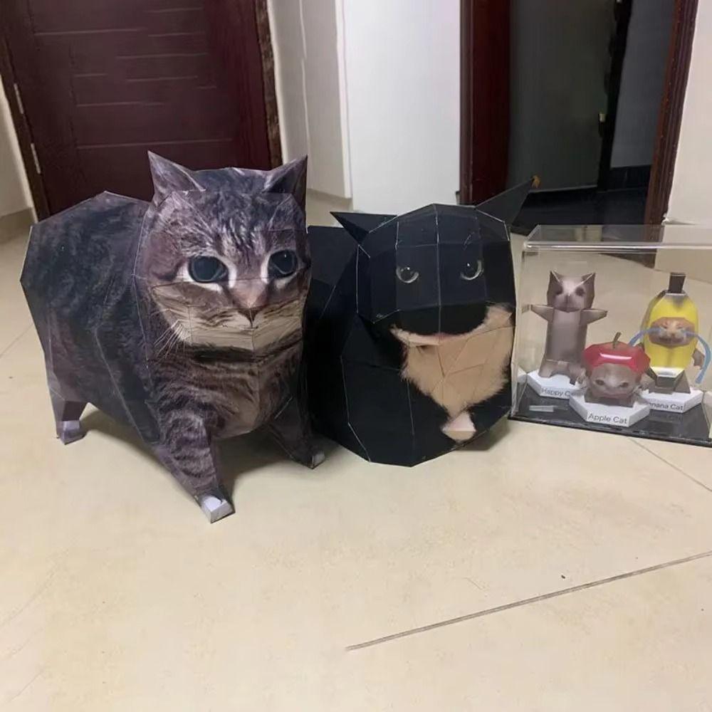 Handmade Kitten Stereo Origami Large Paper Cat Model Gift Oiiao Cat Paper Model  Home Decor