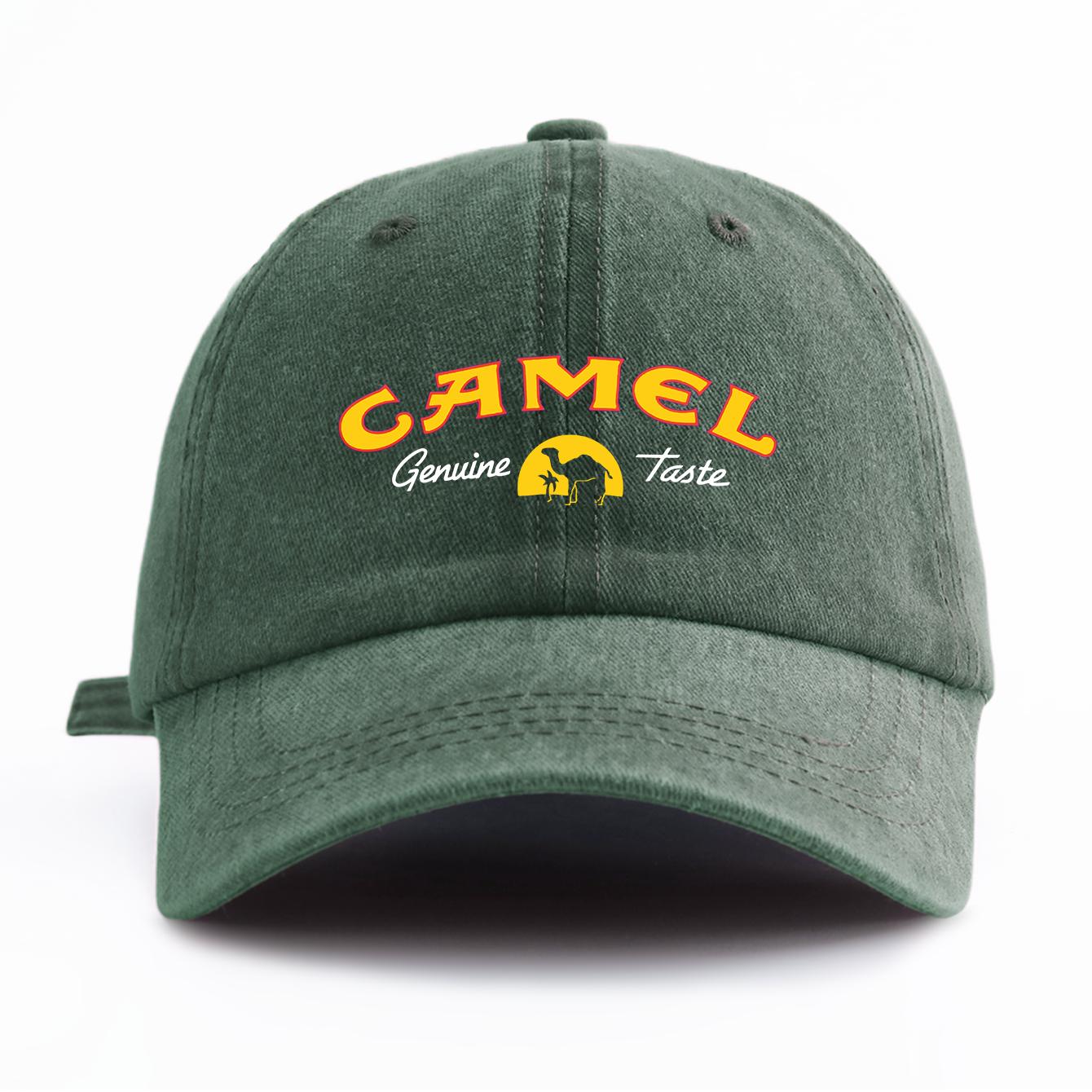 

1 шт. Прана бейсболка з принтом CAMEL для дорослих, випрана, мінімалістичний ретро стиль, повсякденна, м яка, регульована, кепка тата, ідеально підходить як подарунок